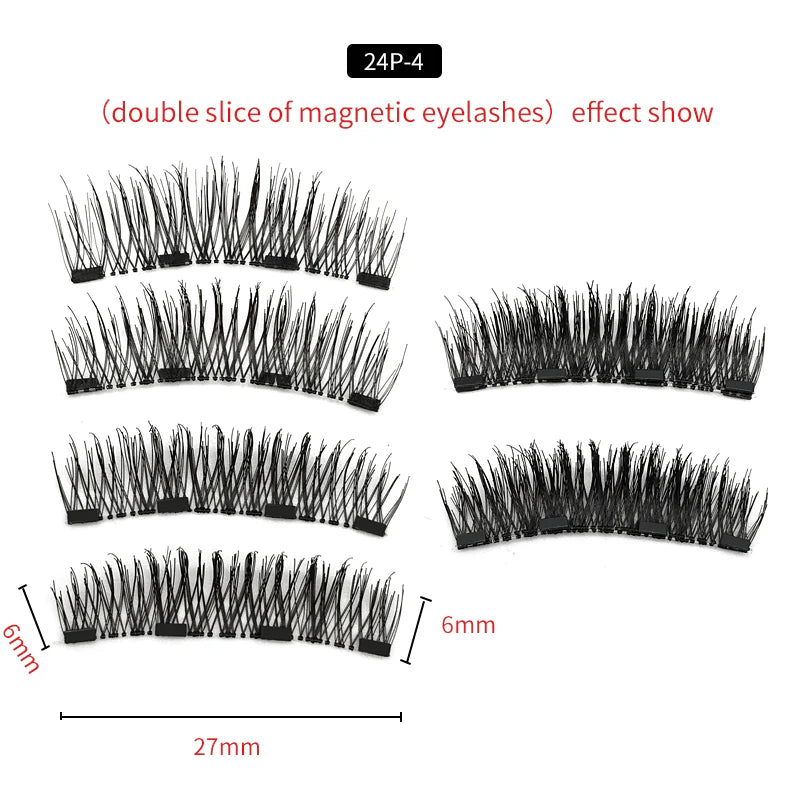 4 Magnets 3D Magnetic False Eyelashes With  Lash Applicator Tool 24P-4