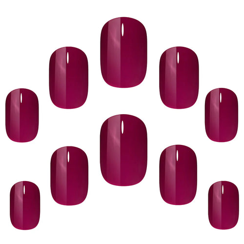 False Nails Squoval Short Length - Berry Blast