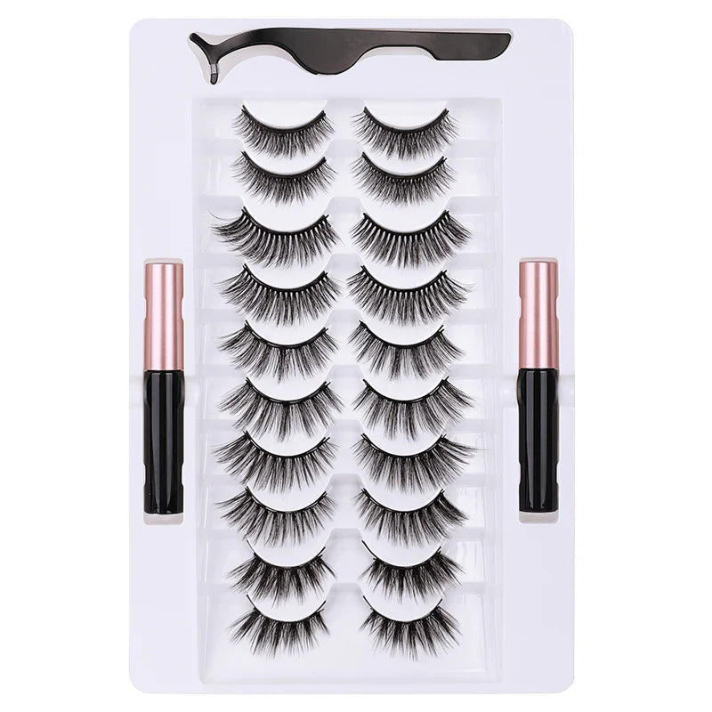 10 Pairs Magnetic Eyelashes with Eyeliner Kit, Natural Look & Glamnetic False Lashes with Applicator
