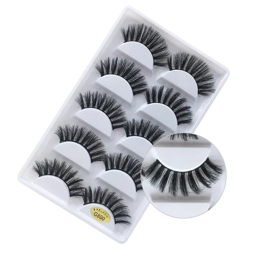 3D Mink Eyelashes Handmade 5 Pairs G800