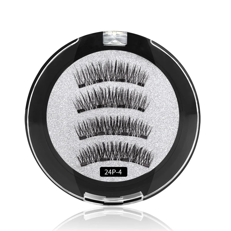 4 Magnets 3D Magnetic False Eyelashes With  Lash Applicator Tool 24P-4