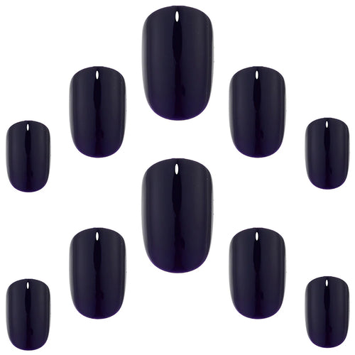 False Nails Squoval Short Length - Inky Blue