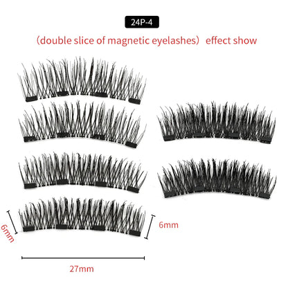 4 Magnets 3D Magnetic False Eyelashes With  Lash Applicator Tool 24P-4