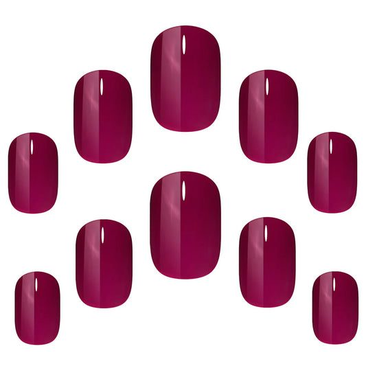 False Nails Squoval Short Length - Berry Blast