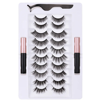 10 Pairs Magnetic Eyelashes with Eyeliner Kit, Natural Look & Glamnetic False Lashes with Applicator