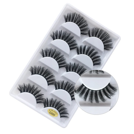 3D Mink Eyelashes Handmade 5 Pairs G800