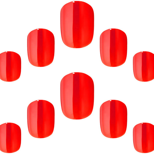 False Nails Squoval Short Length - Pillarbox Red