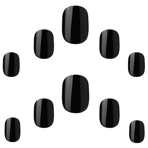False Nails Squoval Short Length - Midnight Black