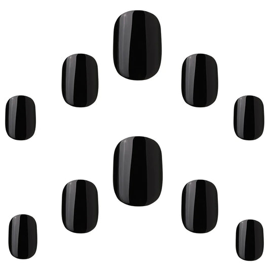 False Nails Squoval Short Length - Midnight Black