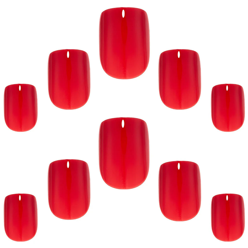 False Nails Squoval Petite - Red Rose