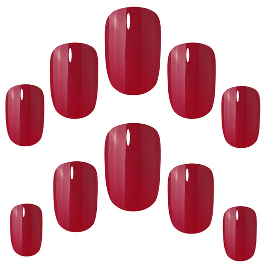 False Nails Squoval Short Length - Rich Red